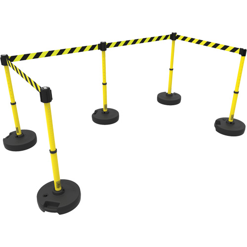 Ensemble de cinq montants pour barri&egrave;re PLUS, Plastique, 42" h, Ruban Jaune, Longueur du ruban 15' Chandler Sales
