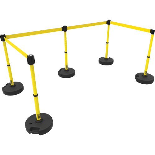 Ensemble de cinq montants pour barri&egrave;re PLUS, Plastique, 42" h, Ruban Jaune, Longueur du ruban 15' Chandler Sales