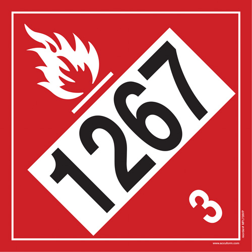 1267 Petroleum Crude Oil Flammable Liquid TDG Placard, Adhesive Vinyl Chandler Sales
