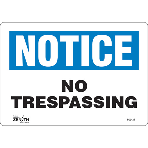 "No Trespassing" Sign, 7" x 10", Vinyl, English Chandler Sales