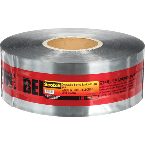 Scotch&reg; Detectable Buried Barricade Tape, English, 3" W x 1000' L, 5 mils, Black on Red Chandler Sales