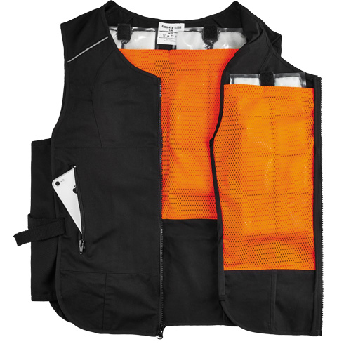 Veste de refroidissement &agrave; changement de phase l&eacute;g&egrave;re avec sachets 6260 Chill-Its, Petit/Moyen, Noir Chandler Sales