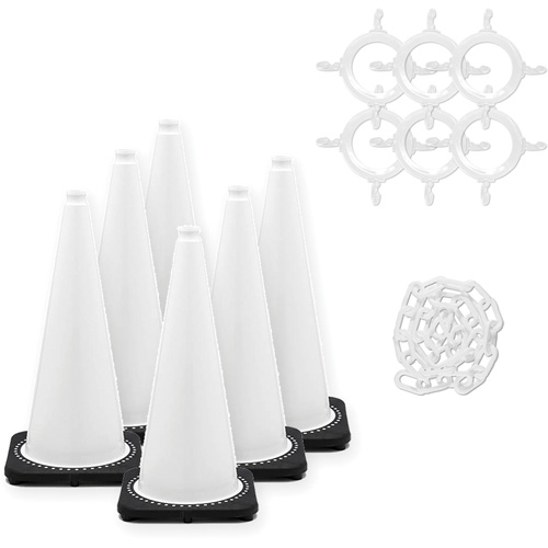 Traffic Cone & Chain Kit, 28", White Chandler Sales