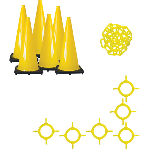 Traffic Cone & Chain Kit, 28", Yellow Chandler Sales