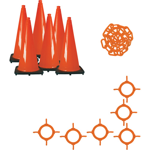 Traffic Cone & Chain Kit, 36", Orange Chandler Sales
