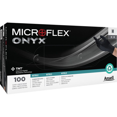 Onyx&reg; Gloves, Small, Nitrile, 3.5-mil, Powder-Free, Black Chandler Sales