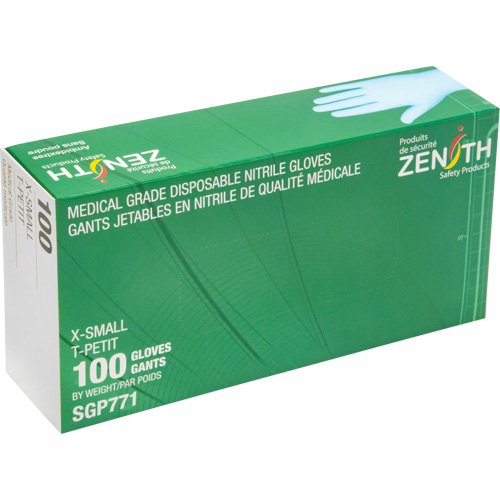 Gants jetables de calibre m&eacute;dical r&eacute;sistants &agrave; la perforation, T-petit, Nitrile, 4,5 mils, Sans poudre, Bleu, Classe 2 Chandler Sales