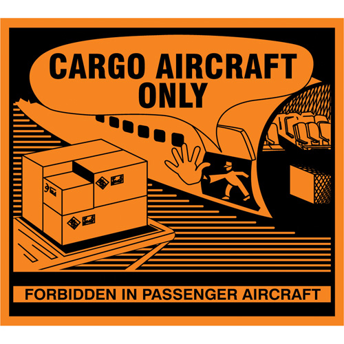 "Cargo Aircraft Only" Handling Labels, 4-3/4" L x 4-1/4" W, Orange Chandler Sales