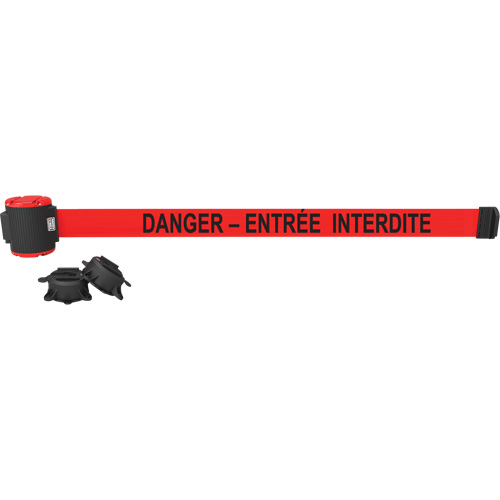 Barri&egrave;re &agrave; fixation murale, Plastique, Fixation magn&eacute;tique, 30', Ruban Rouge Chandler Sales
