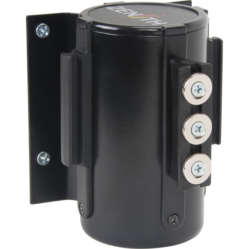 Barri&egrave;re &agrave; fixation murale avec ruban magn&eacute;tique, Acier, Fixation par vis, 12', Ruban Noir Chandler Sales