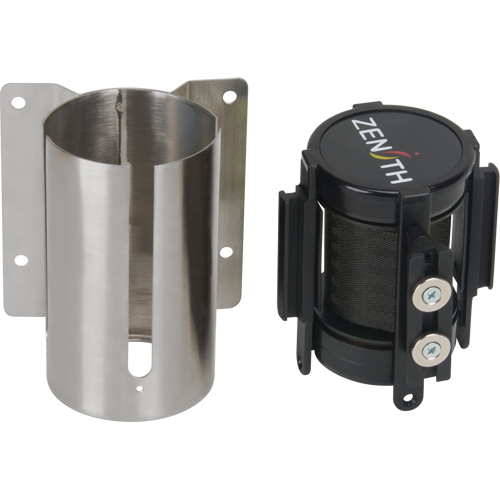 Wall Mount Barrier with Magnetic Tape, Steel, Screw Mount, 7', Black Tape Chandler Sales