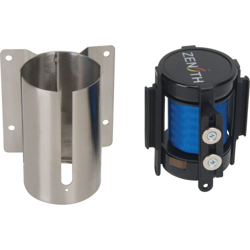 Wall Mount Barrier with Magnetic Tape, Steel, Screw Mount, 7', Blue Tape Chandler Sales