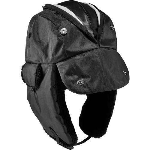 N-Ferno&reg; Zippered Trapper Hat, Polyurethane/Satin Lining, Medium/Small, Black Chandler Sales