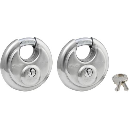 Cadenas &agrave; arceau prot&eacute;g&eacute;, Argent, Cl&eacute;s identiques, Acier inoxydable, Largeur de 2-3/4" Chandler Sales