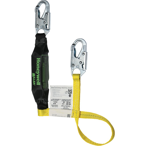 Miller&reg; HP Shock-Absorbing Lanyard, 4', Locking Snap Hook Center, Locking Snap Hook Leg Ends, Polyester Chandler Sales