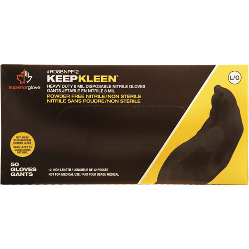 Gants jetables KeepKleen, Petit, Nitrile, 8 mils, Sans poudre, Noir Chandler Sales