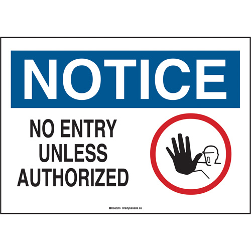 "No Entry Unless Authorized" Sign, 14" x 10", Aluminum, English with Pictogram Chandler Sales