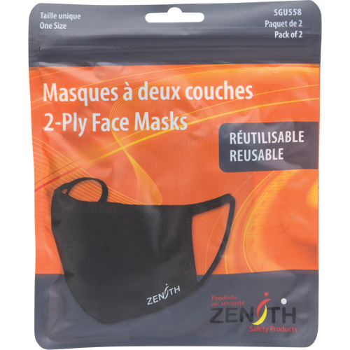Masques r&eacute;utilisable &agrave; deux couches, Polyester, Noir Chandler Sales