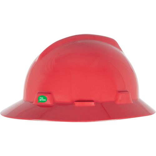 Casque de s&eacute;curit&eacute; &agrave; bord complet V-Gard GREEN avec fentes, R&eacute;pond aux normes CSA type 1, Suspension Rochet Chandler Sales