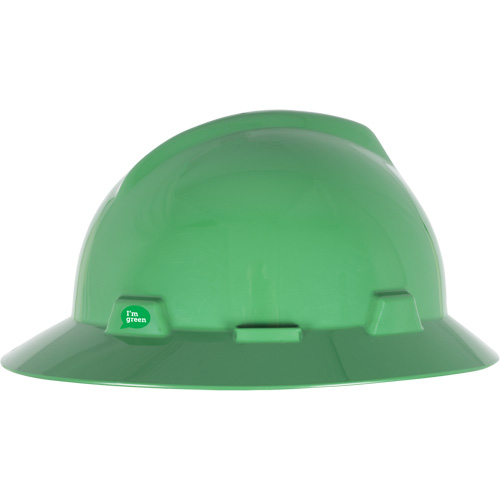Casque de s&eacute;curit&eacute; &agrave; bord complet V-Gard GREEN avec fentes, R&eacute;pond aux normes CSA type 1, Suspension Rochet Chandler Sales