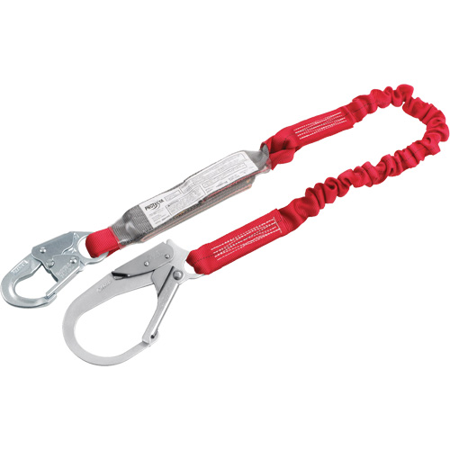 Pro Elastic Shock-Absorbing Lanyard, 6', Rebar Hook Center, Snap Hook Leg Ends, Polyester Chandler Sales