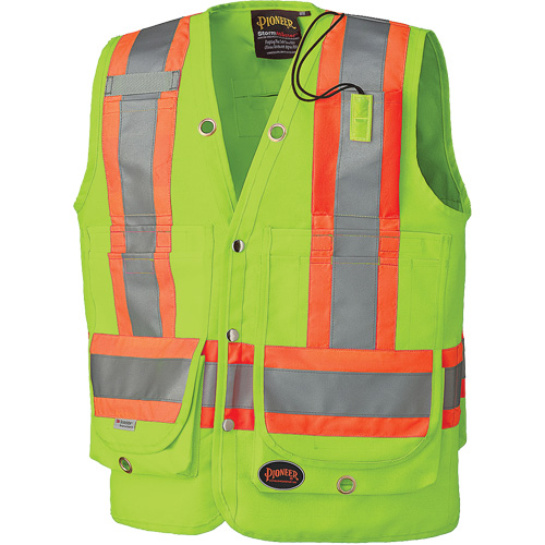 6696 Veste de s&eacute;curit&eacute; pour arpenteur, Jaune lime haute visibilit&eacute;, Grand, Polyester Chandler Sales