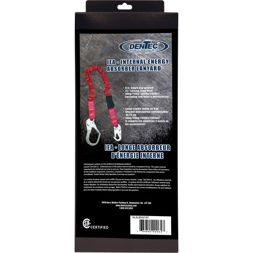 Longe amortisseuse interne ShockSorb, 6', Point d'ancrage &agrave; Crochet mousqueton, Crochet mousqueton aux jambes, Polyester Chandler Sales