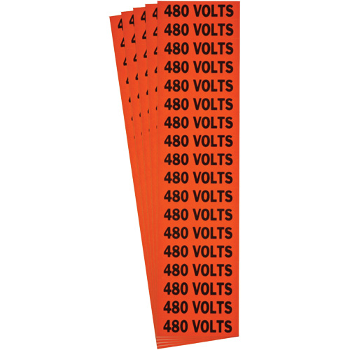 "480 Volts" Conduit & Voltage Labels, 1/2" x 2-1/4", Cloth/Vinyl, English Chandler Sales