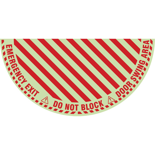 Signalisation au sol ?Emergency Exit? (sortie de secours) pour porte battante en demi-cercle, Adh&eacute;sif, Anglais avec pictogramme Chandler Sales