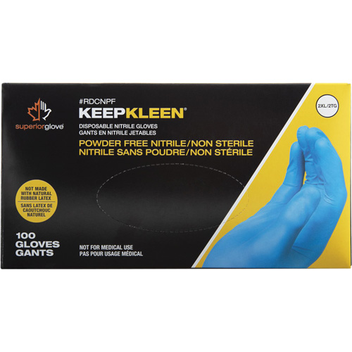 Gants jetables KeepKleen, Petit, Nitrile, 2,8 mil, Sans poudre, Bleu Chandler Sales