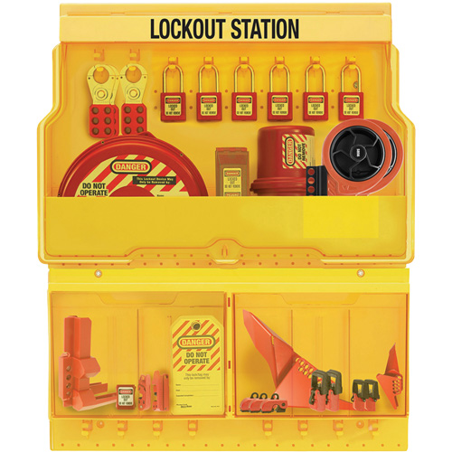 Station de cadenassage pour vannes et appareils &eacute;lectriques de luxe et de qualit&eacute; sup&eacute;rieure, Cadenas Thermoplastique, Capacit&eacute; de 32, Cadenas Compris Chandler Sales