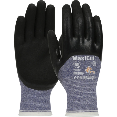 Gants r&eacute;sistants aux coupures dans un milieu de travail huileux ATG MaxiCut, Taille Grand, Calibre 15, Rev&ecirc;tement Nitrile, Enveloppe en Fil technique, ASTM ANSI niveau A3/EN 388 niveau 4/EN 388 niveau C Chandler Sales