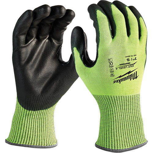 High-Visibility Cut-Resistant Gloves, Size Small, 13 Gauge, Nitrile/Polyurethane Coated, Polyethylene Shell, ANSI/ISEA 105 Level 4 Chandler Sales