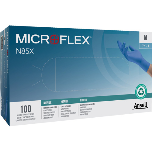 Gants Microflex N85, T-petit, Nitrile, 3,5 mils, Sans poudre, Bleu, Classe 2 Chandler Sales