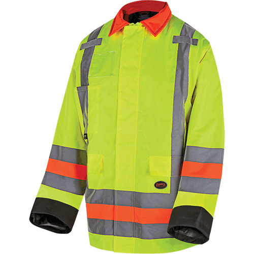 6040 Veste de contr&ocirc;le de la circulation pour l'hiver qu&eacute;b&eacute;cois, Polyester, Jaune lime haute visibilit&eacute;, T-petit Chandler Sales