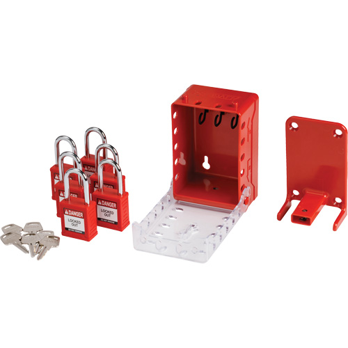 Ultra Compact Group Lockout Box with Nylon Safety Lockout Padlocks, Red Chandler Sales