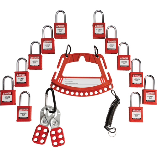 Lock & Tag Carrier with Keyed Different Nylon Safety Lockout Padlocks Chandler Sales