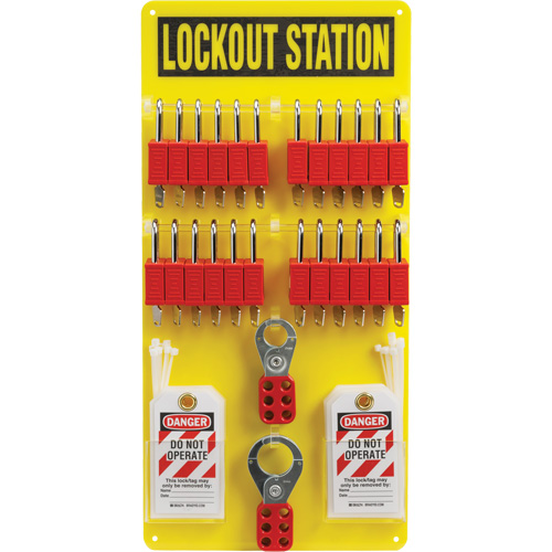 Lockout Board with Keyed Different Nylon Safety Lockout Padlocks, Plastic Padlocks, 24 Padlock Capacity, Padlocks Included Chandler Sales