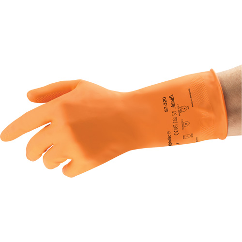 Gants r&eacute;sistants aux produits chimiques AlphaTec 87-320, Taille 9,5, 11,8" lo, Latex de caoutchouc, Doublure en Coton/Ouat&eacute;e, 17 mils Chandler Sales