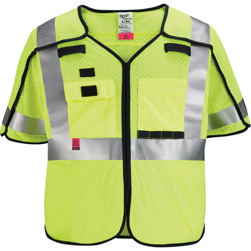 Breakaway Mesh Safety Vest, Black/High Visibility Lime-Yellow, Medium/Small Chandler Sales