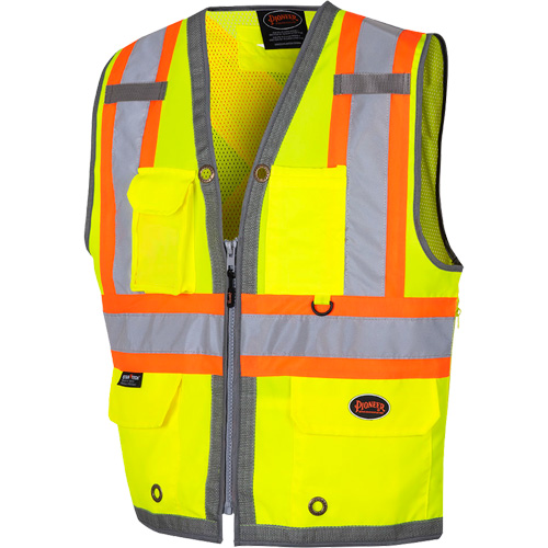 6673 Veste d'arpenteur au dos en maille avec fermeture &agrave; glissi&egrave;re, Jaune lime haute visibilit&eacute;, Petit, Polyester Chandler Sales