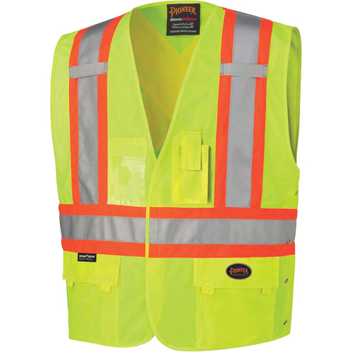 131 Veste de s&eacute;curit&eacute; avec c&ocirc;t&eacute;s r&eacute;glables, Jaune lime haute visibilit&eacute;, Grand/T-Grand, Polyester Chandler Sales