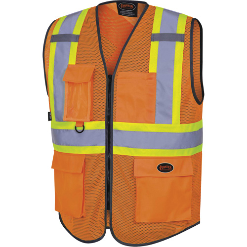 6960 Front Mesh Safety Vest, High Visibility Orange, Medium, Polyester Chandler Sales