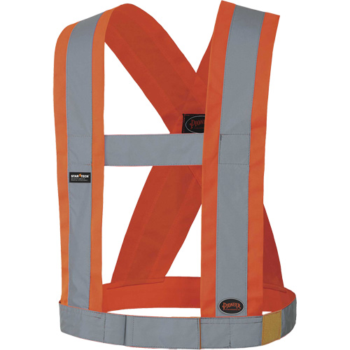 5490 4" Wide Adjustable Safety Sash, Meets/Exceeds CSA Z96 Class 2 - Level 2, High Visibility Orange, Silver Reflective Colour, One Size Chandler Sales