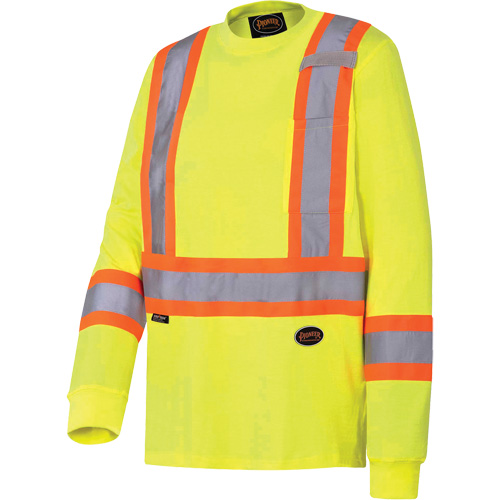 6982 Long-Sleeved Safety Shirt, Cotton, Small, High Visibility Lime-Yellow Chandler Sales