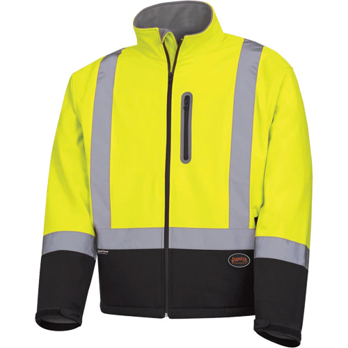 5689 Veste de s&eacute;curit&eacute; coquille souple &agrave; r&eacute;sistance m&eacute;canique, Noir/Jaune lime haute visibilit&eacute;, Petit Chandler Sales