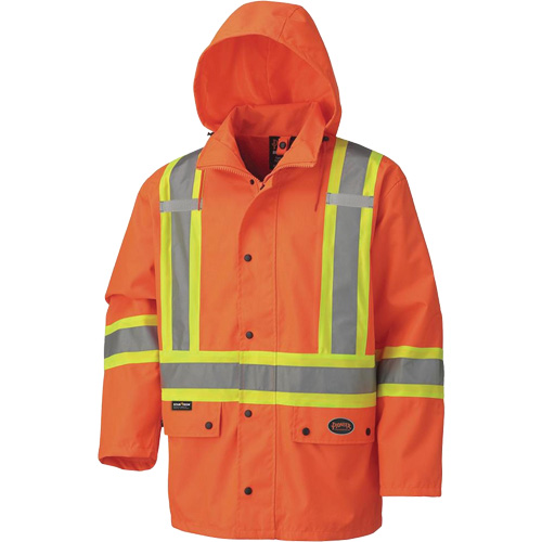 5575A 450D Waterproof Safety Jacket with Detachable Hood, Polyester, High Visibility Orange, Small Chandler Sales