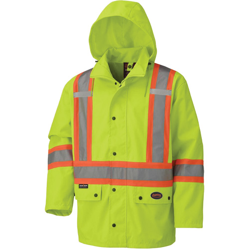 5585A 450D Waterproof Safety Jacket with Detachable Hood, Polyester, High Visibility Lime-Yellow, X-Small Chandler Sales