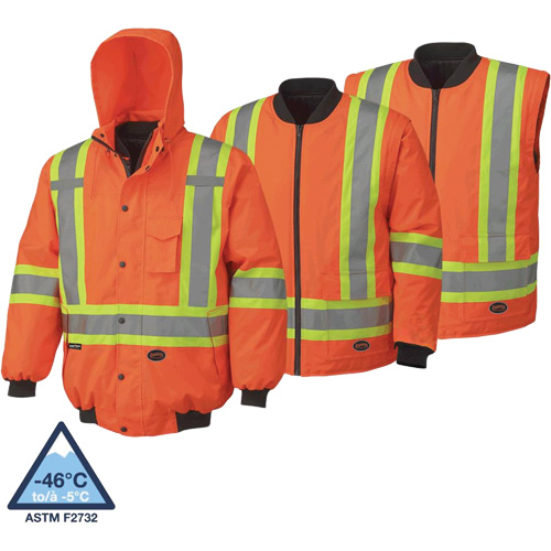 5022 Waterproof 7-in-1 Bomber Jacket, Polyester, High Visibility Orange, X-Small Chandler Sales