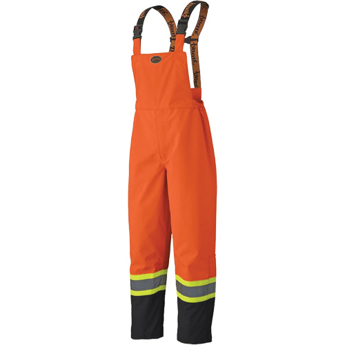 5404 300D Trilobal Ripstop Waterproof Bib Pants, Polyester, Small, Black/High Visibility Orange Chandler Sales